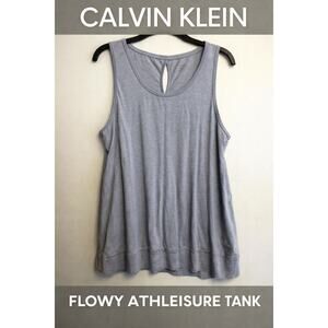 Calvin Klein Gray Sleeveless Swing Tank Top Size L Athleisure Minimalist